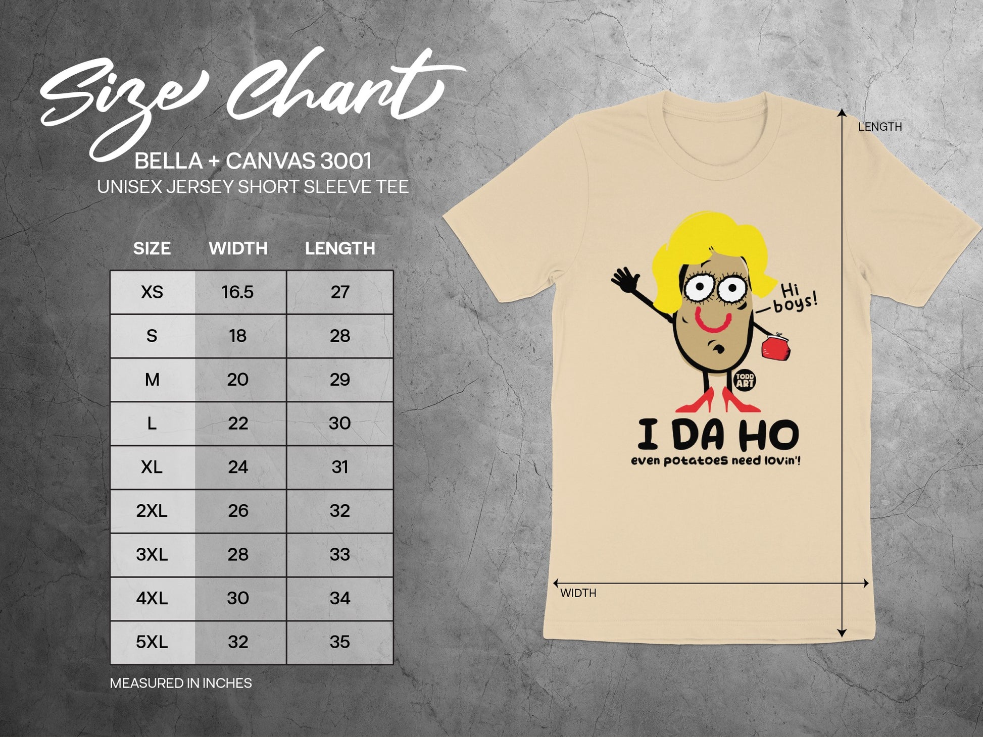 Funny Hi Boys Potato Graphic Unisex Jersey Short Sleeve Tee