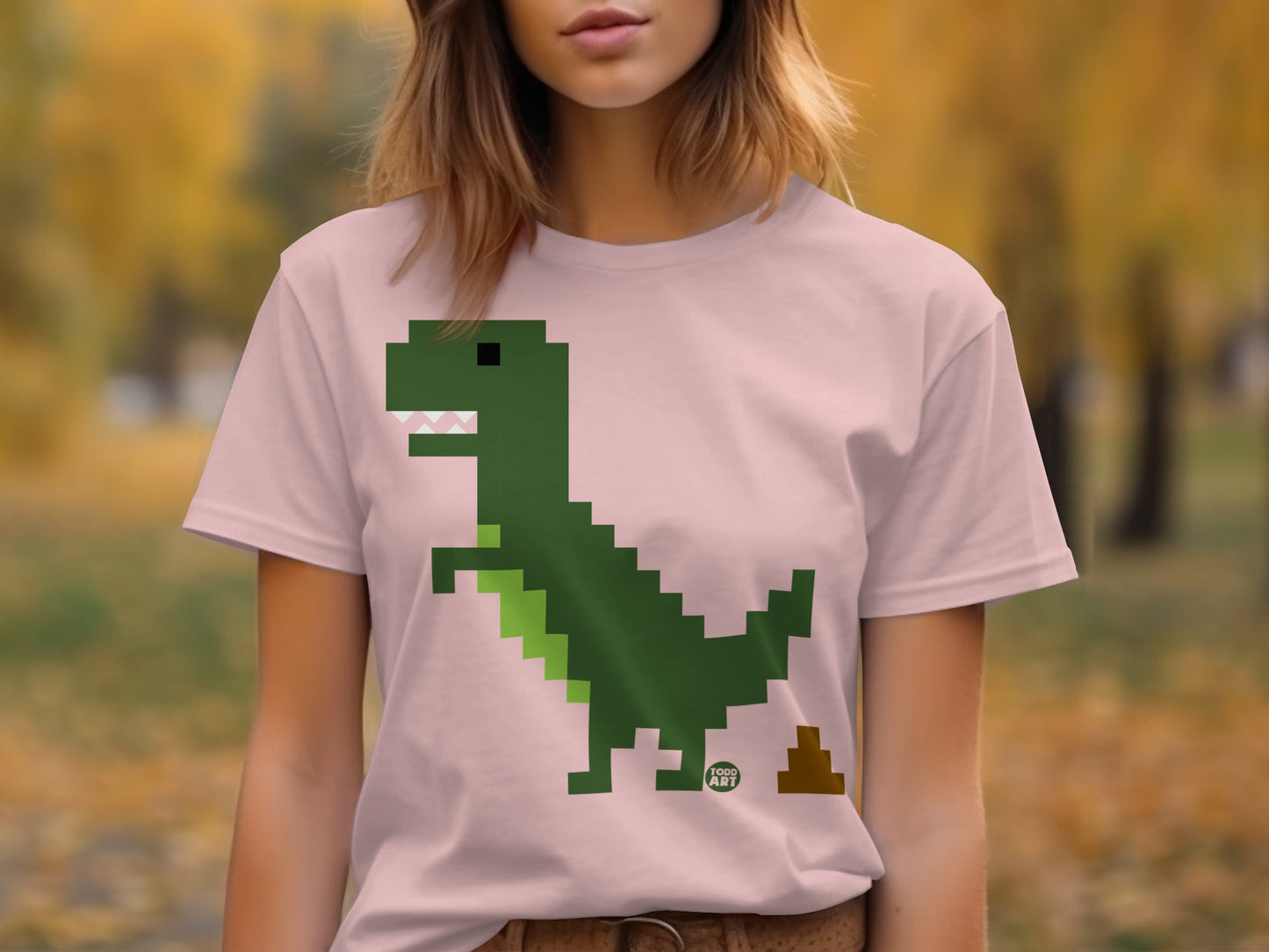 Pixelated Dinosaur Design Short Sleeve Shirt product