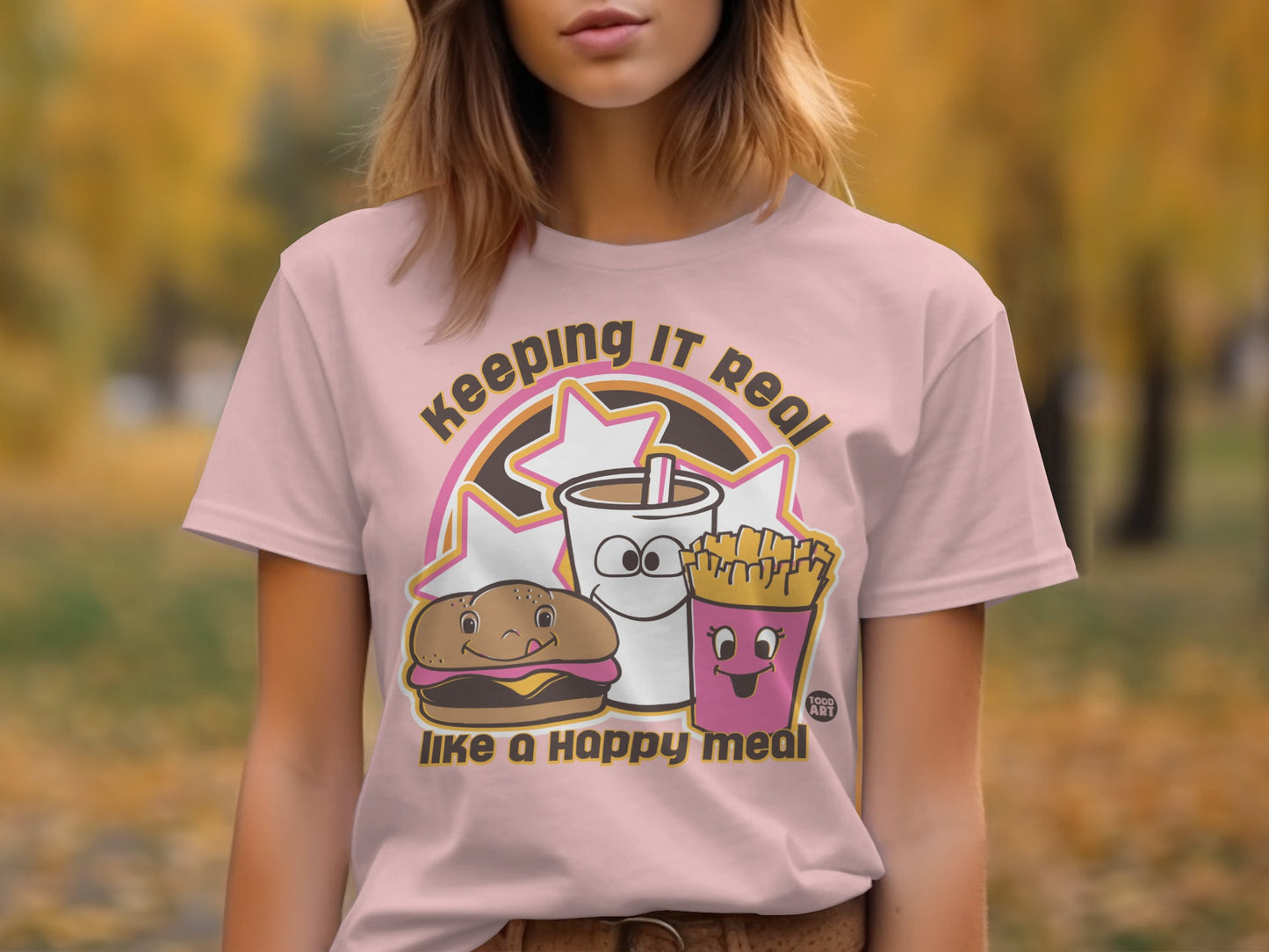 Keeping It Real Like a Happy Meal graphic t-shirt