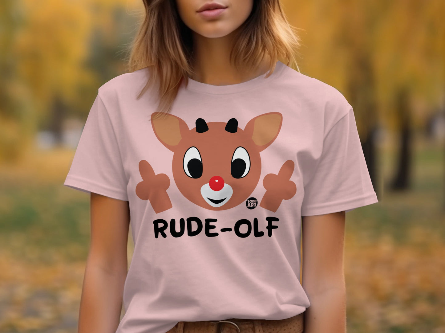 Cute Rude-olf Cartoon Design Women's T-Shirt Product