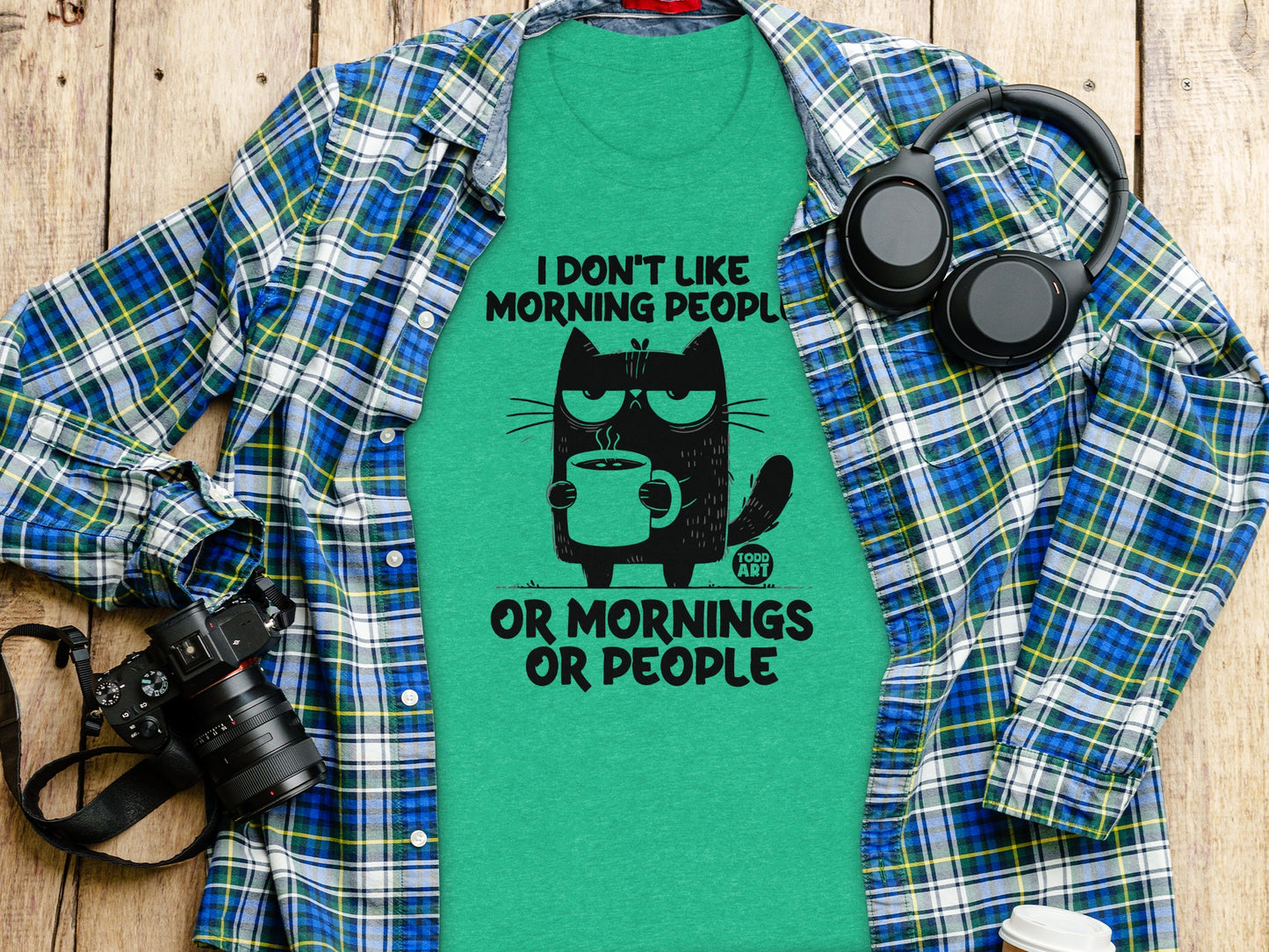 I Don't Like Morning People Funny Cat T-Shirt product
