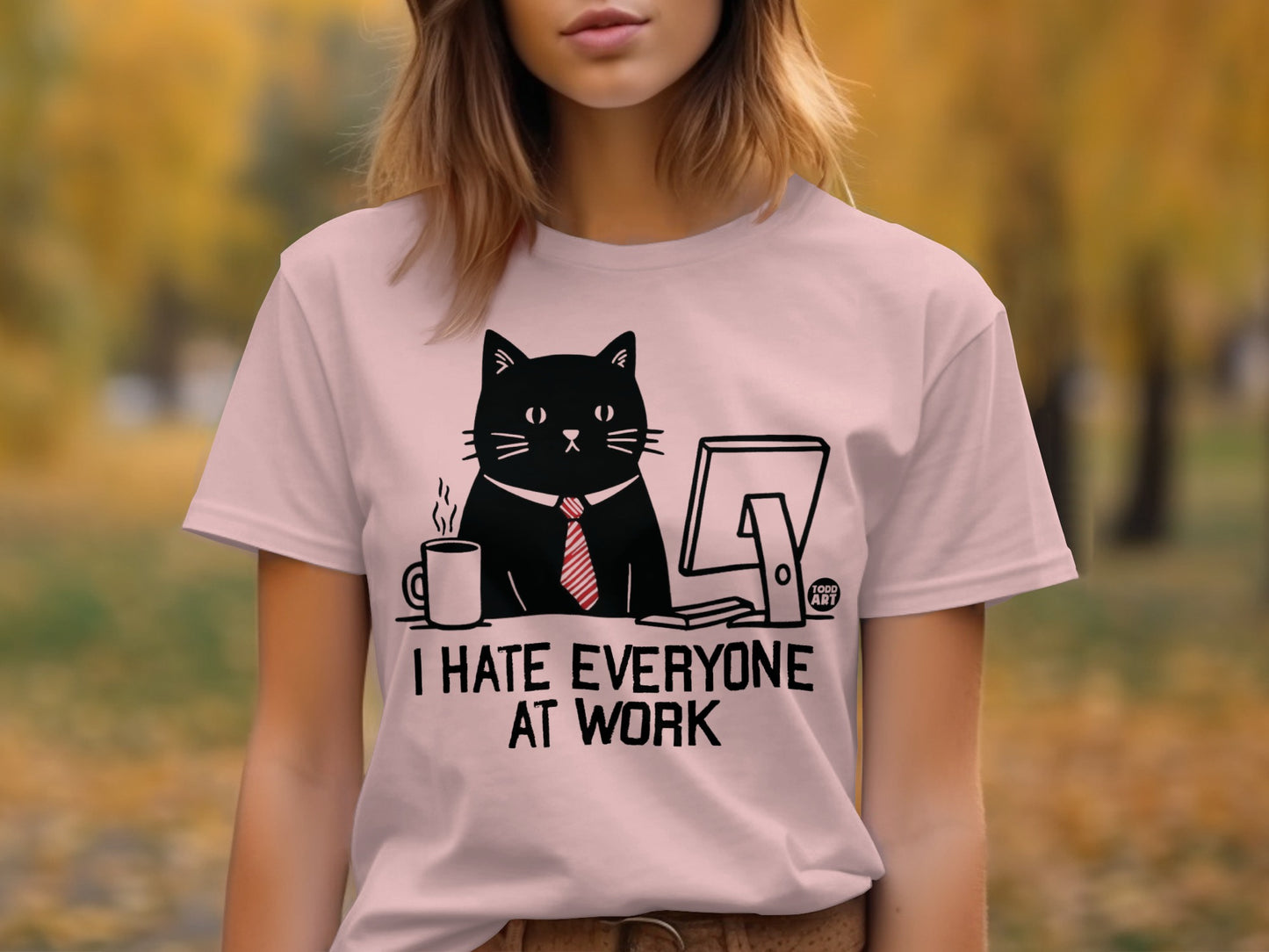 I Hate Everyone At Work Funny Cat Graphic Tee product type
