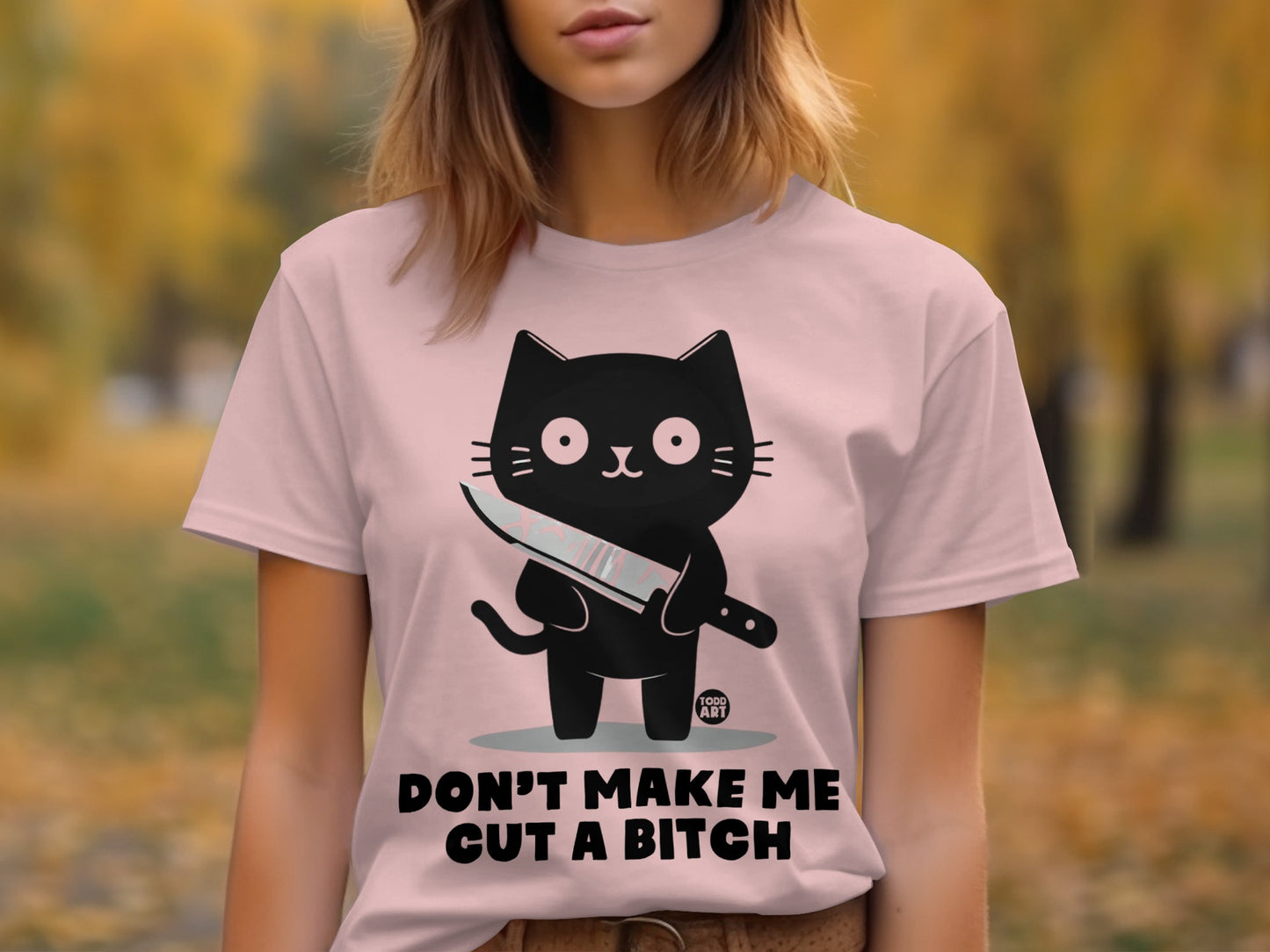 Black Cat with Knife Graphic T-shirt product type