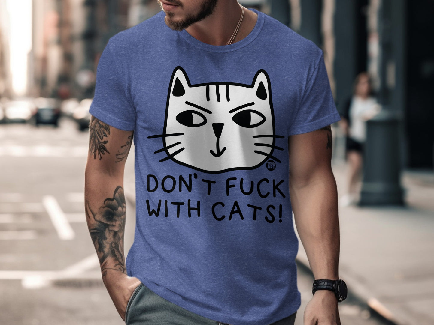 Funny Cat Warning Graphic Printed T Shirt product