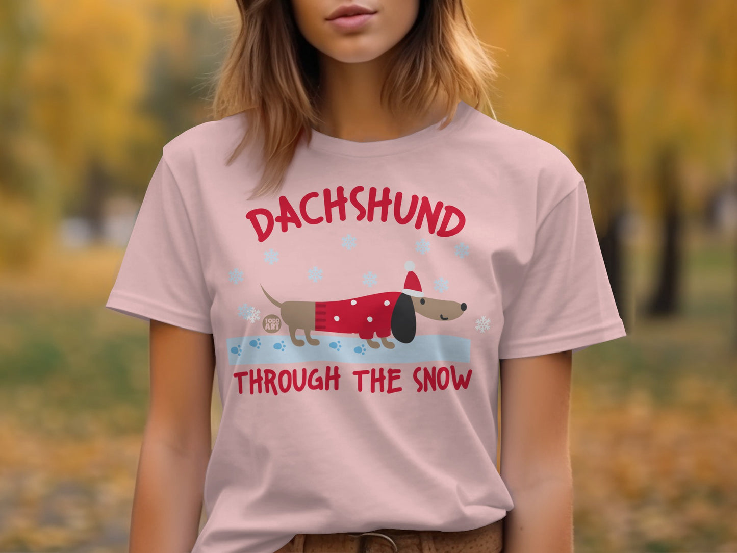 Dachshund Through The Snow Cute Graphic Tee product