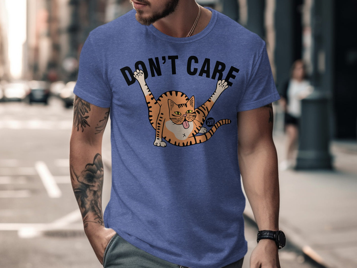 Don't Care Funny Cat Graphic Print T-shirt product