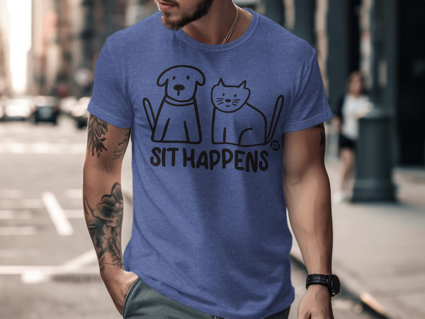Funny Sit Happens Dog and Cat Graphic Design Shirt product