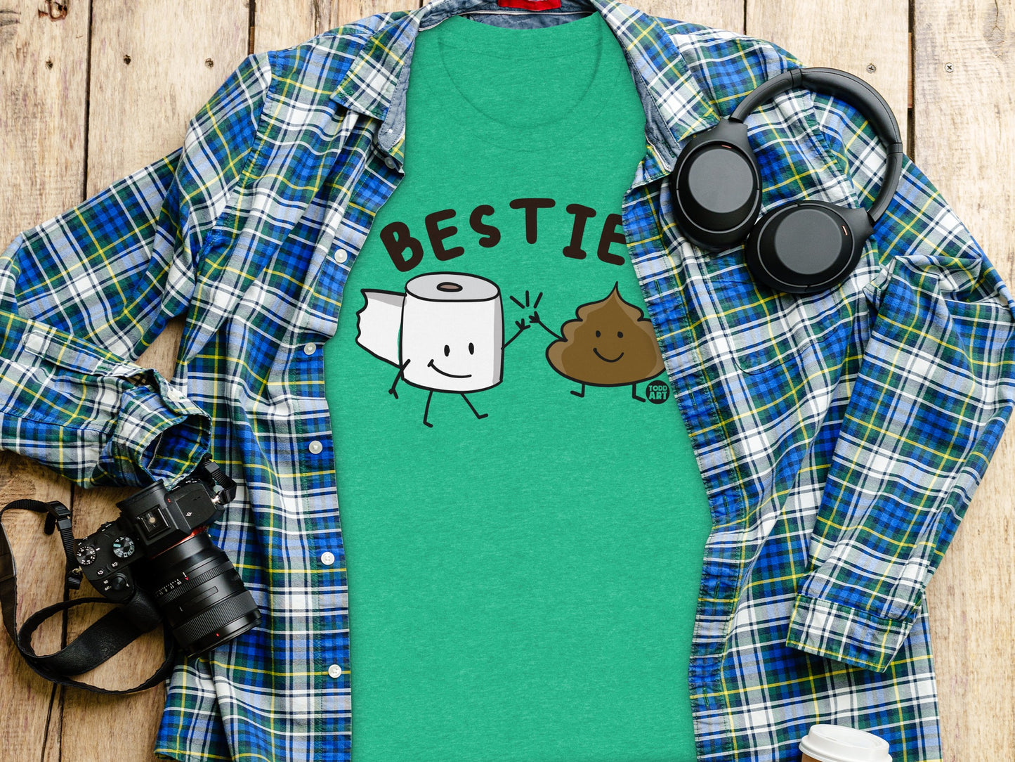 Hilarious Cartoon Besties Toilet Paper and Poop T-Shirts