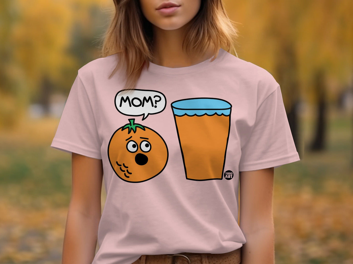 Funny Cartoon Orange and Drink Design T-Shirt product