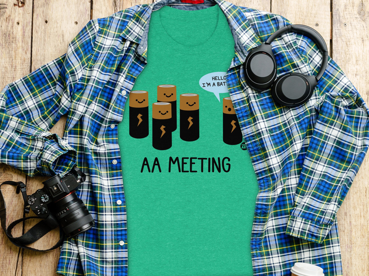 Funny AA Meeting Battery Graphic Tee product type