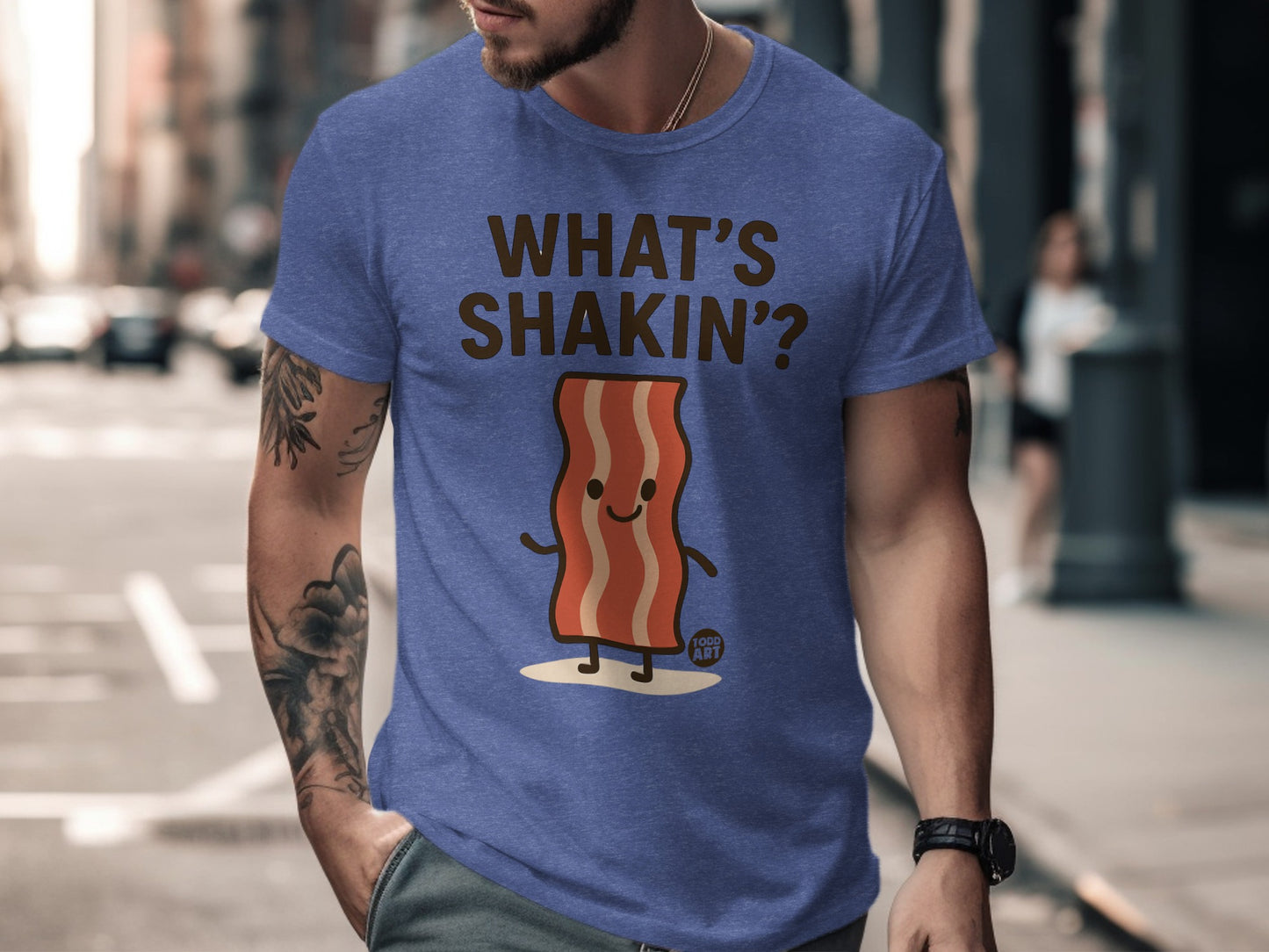 What's Shakin' Cute Bacon Cartoon Graphic T-Shirt product