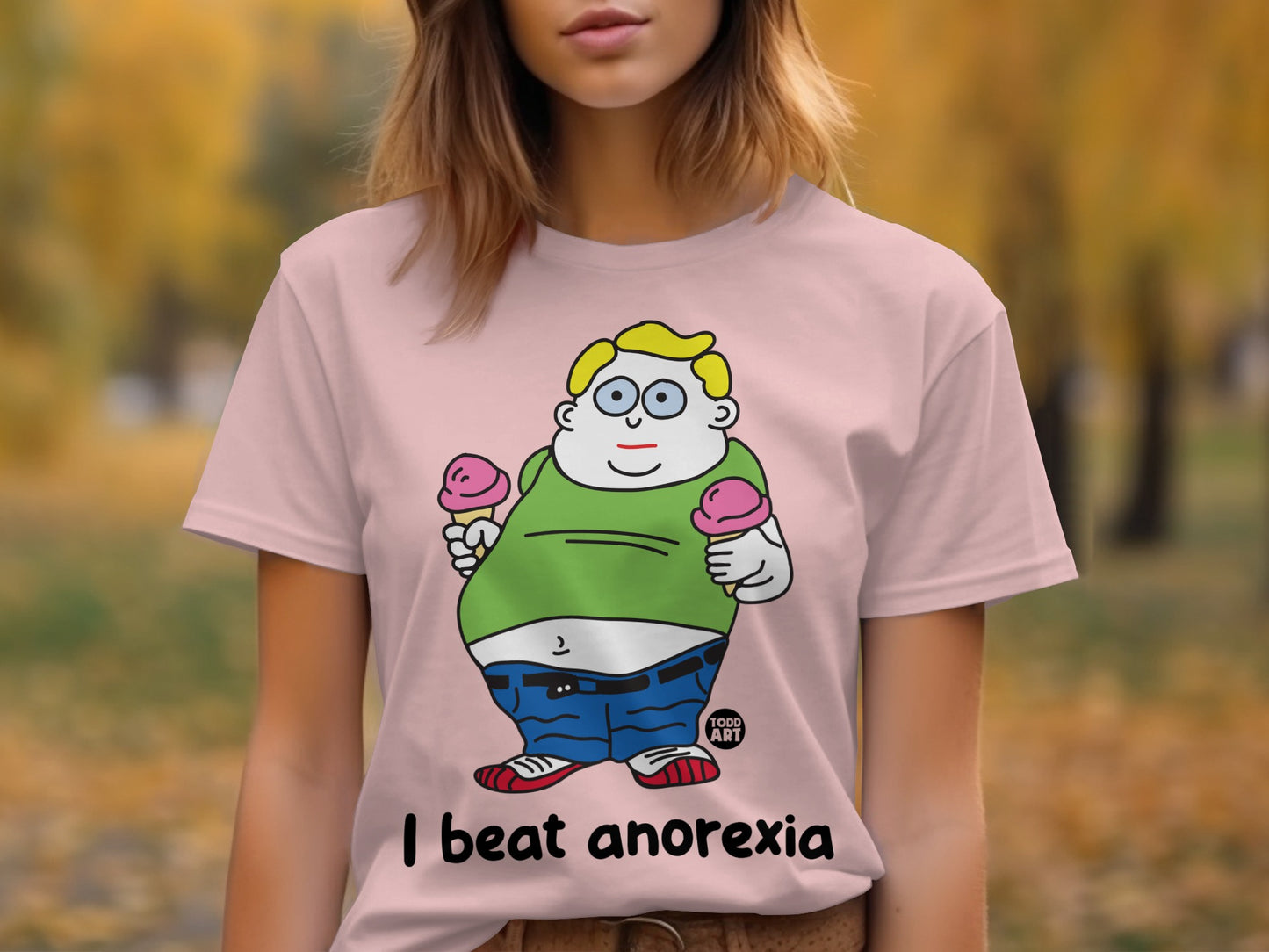 I Beat Anorexia Cartoon Graphic T Shirt product type