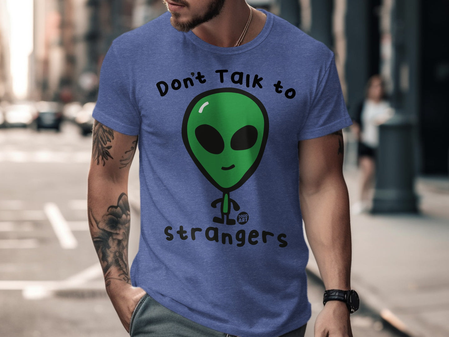 Don't Talk to Strangers Alien Graphic T-Shirt product type