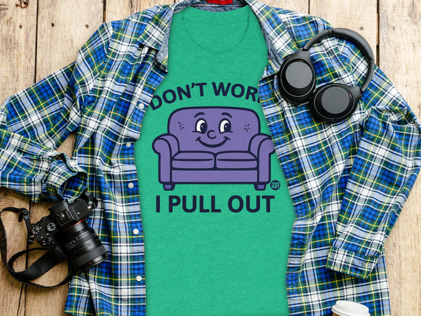 Funny Graphic Tee with Couch Cartoon T-Shirt product