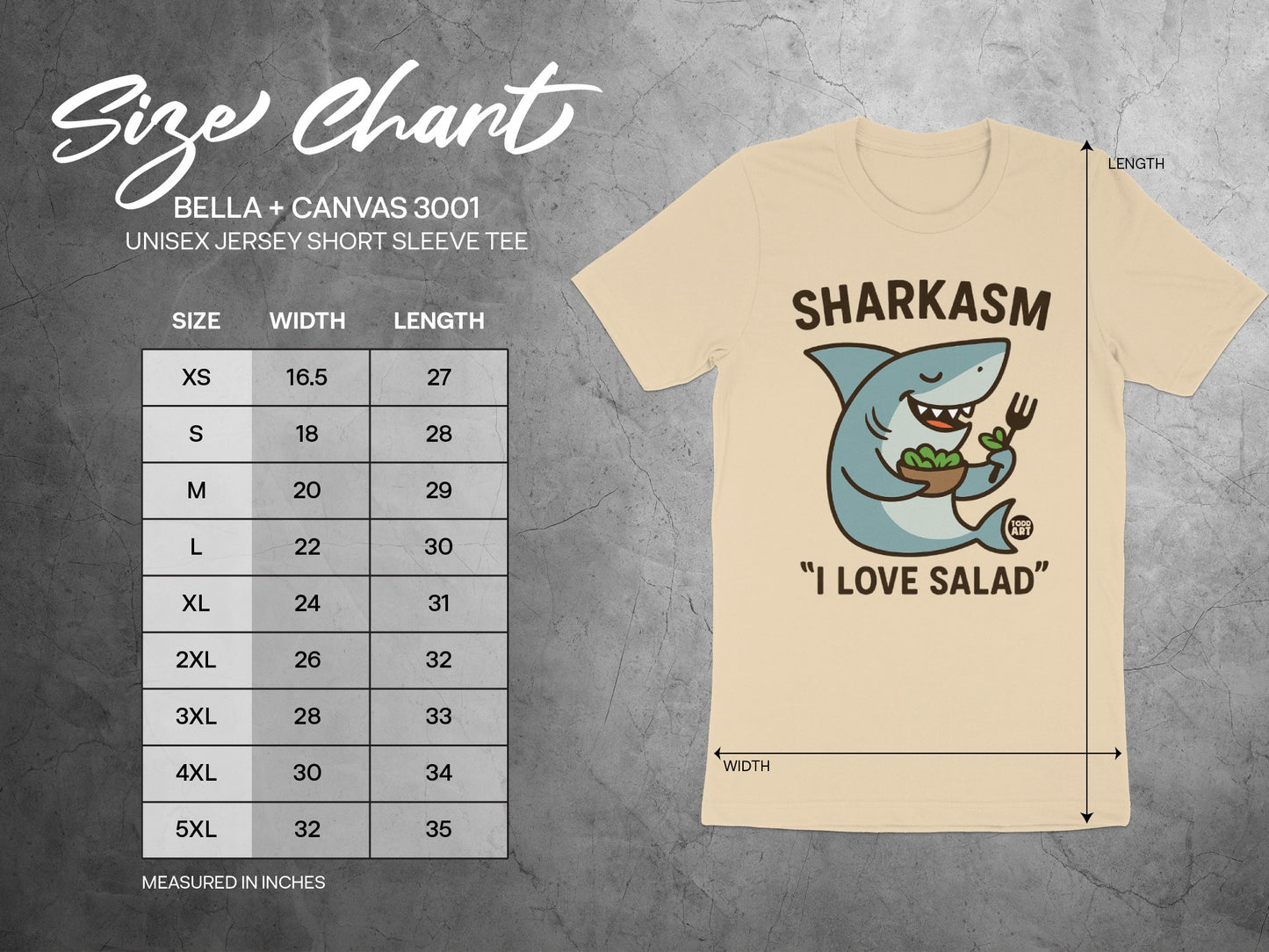 Sharkasm I Love Salad Unisex Jersey Short Sleeve Tee