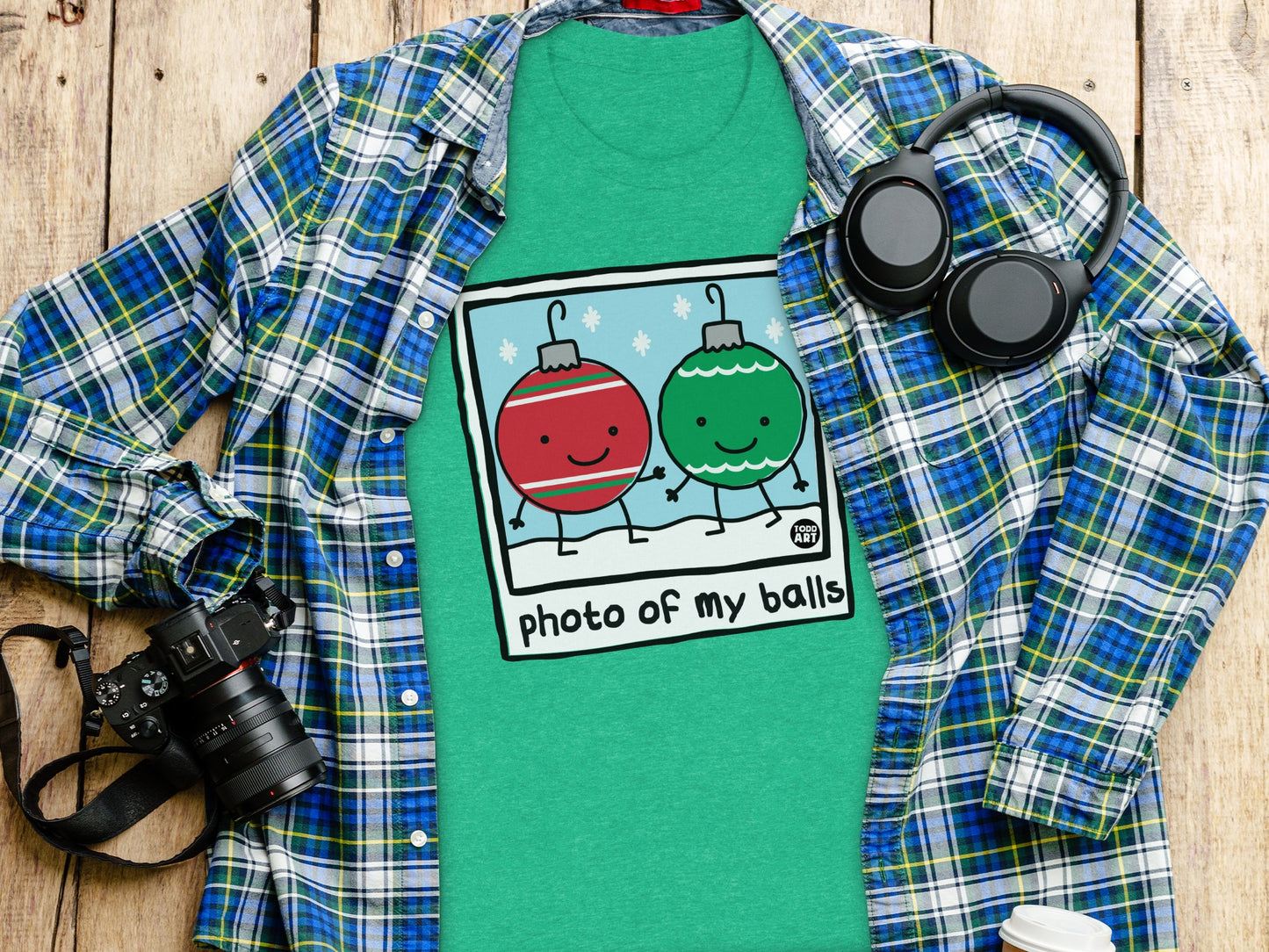 Quirky Holiday Cartoon Photo of My Balls Shirt product