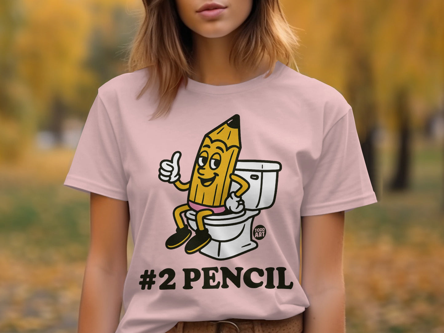 Funny #2 Pencil Cartoon Design T-Shirt for Adults