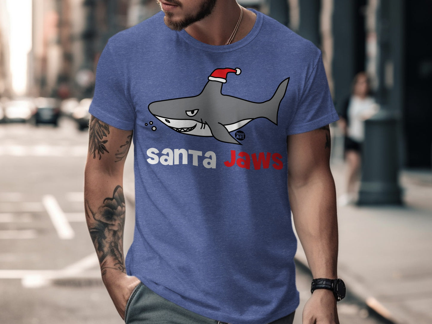 Santa Jaws Graphic Tee Festive Shark T-Shirt product