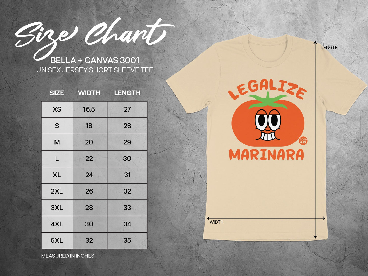 Legalize Marinara Unisex Tee Shirt Fun Design