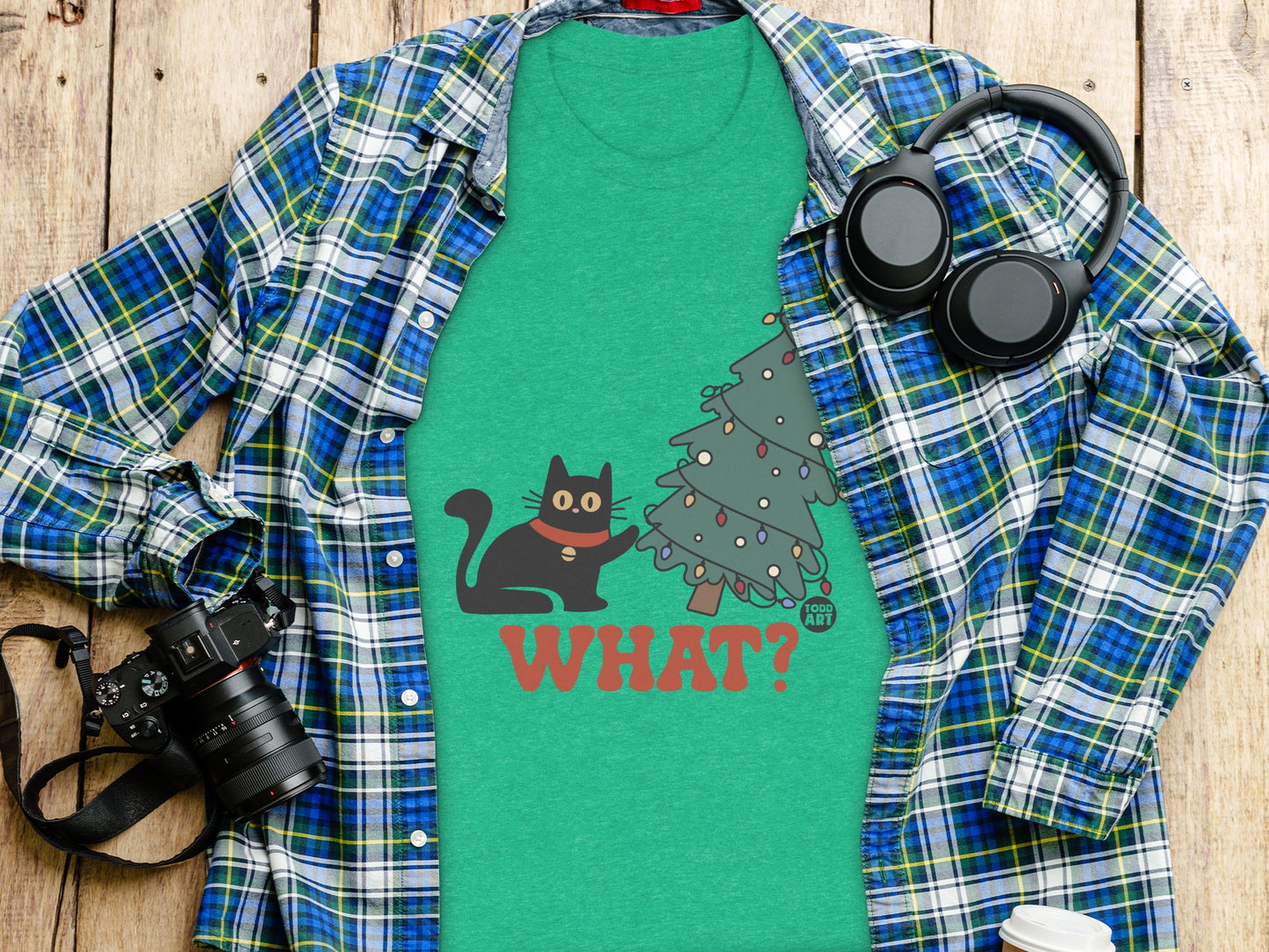 Funny Cat Christmas Tree What? T-shirt product type