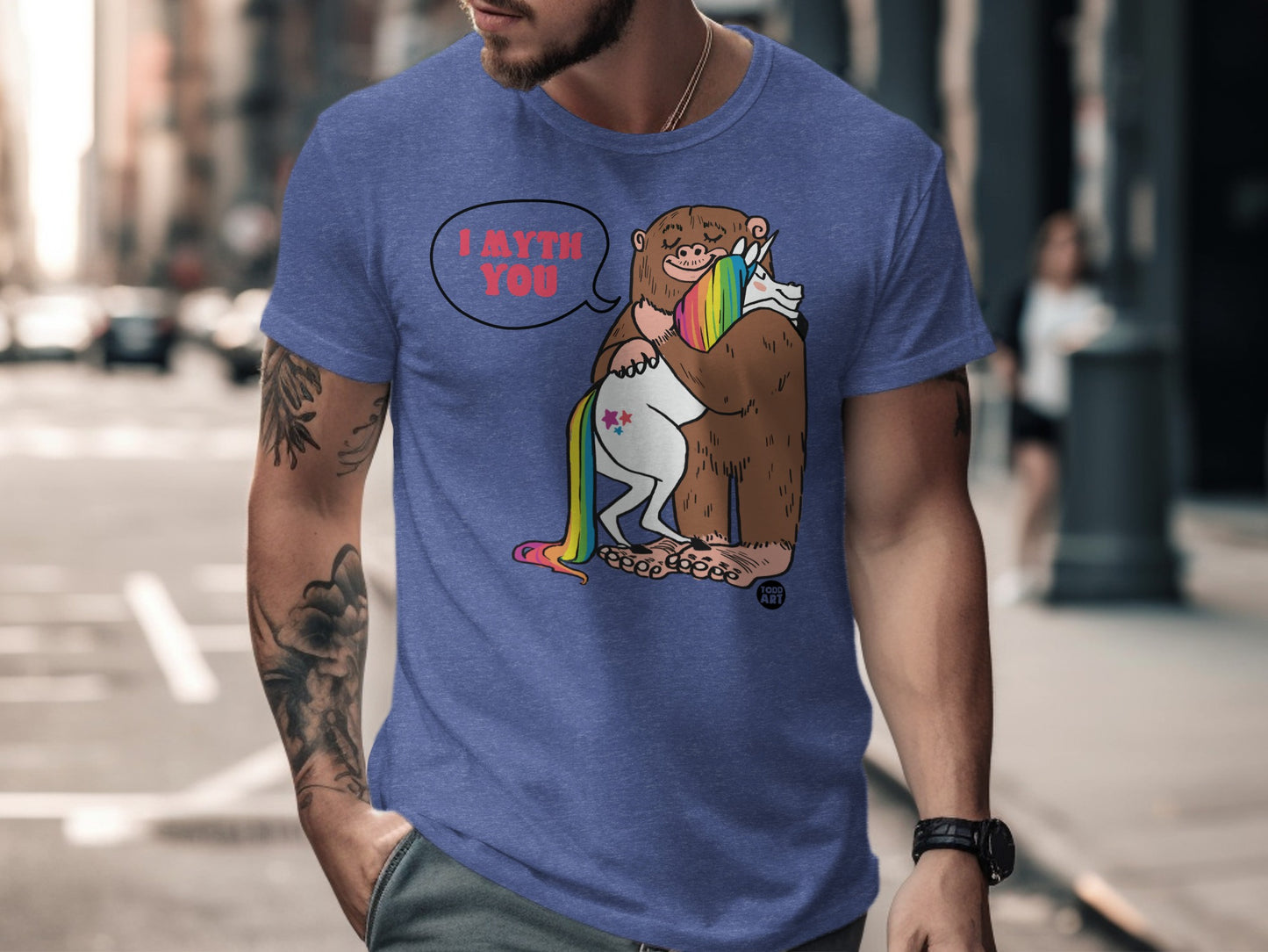 I Myth You Bigfoot Hugging Unicorn Graphic Tee