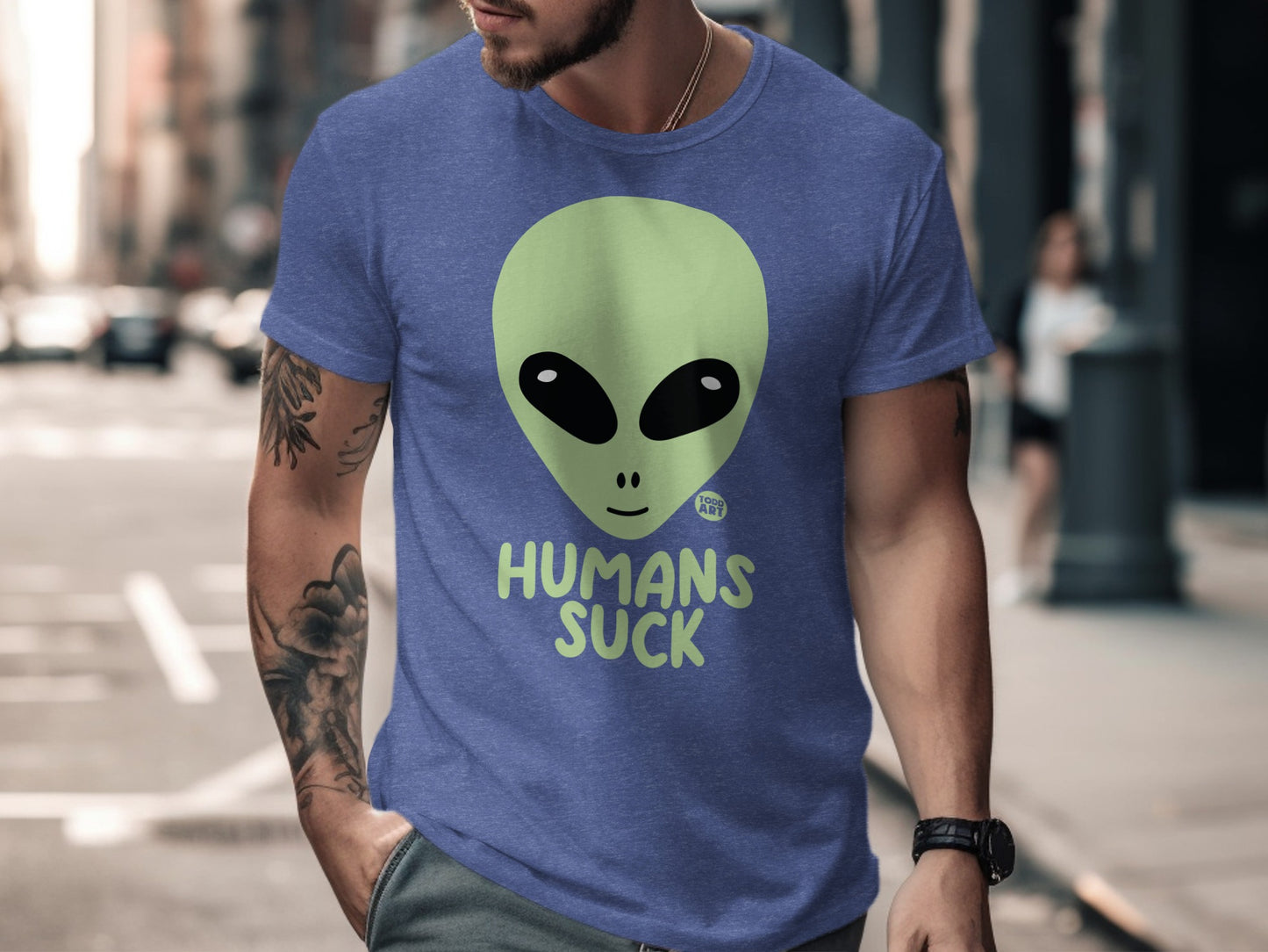 Humans Suck Alien Face Graphic T-Shirt product