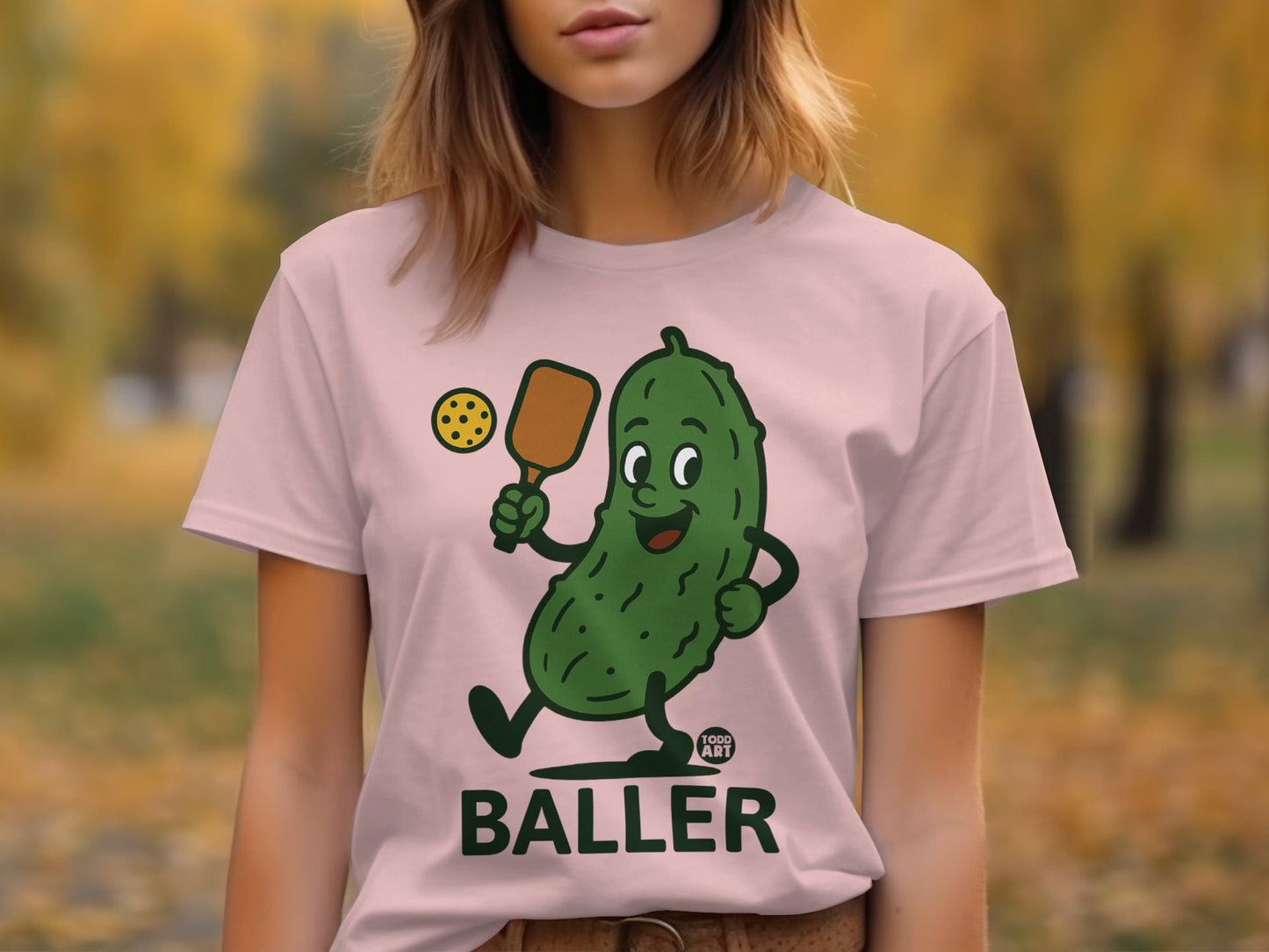 Funny Pickle Playing Pickleball Graphic Tee