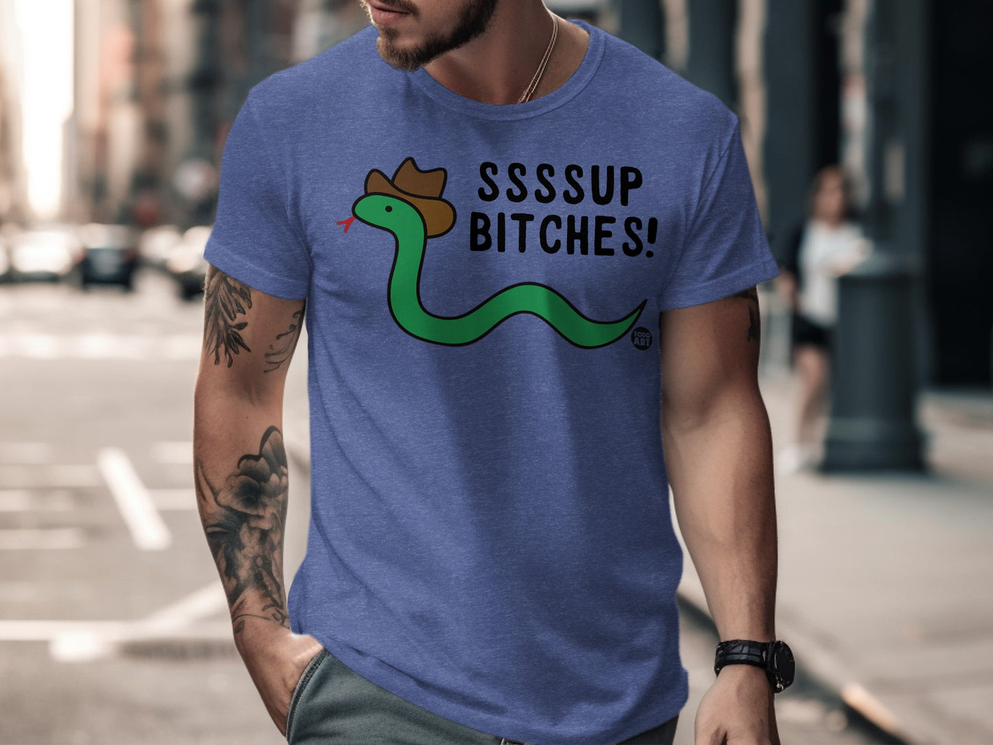 SSSSUP BITCHES Green Snake Cowboy Hat T-Shirt