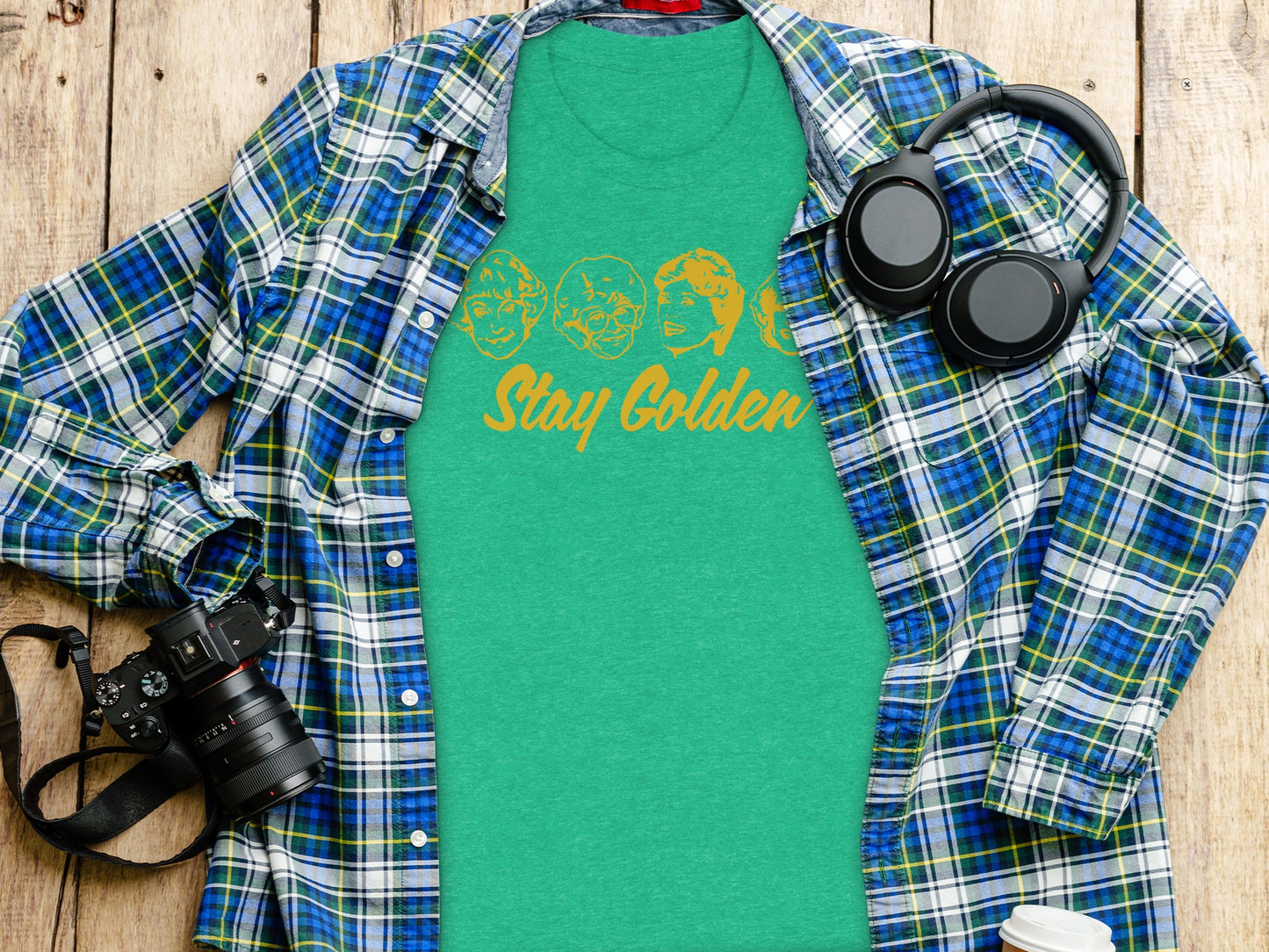 Stay Golden Graphic Tee Shirt Retro Design Product