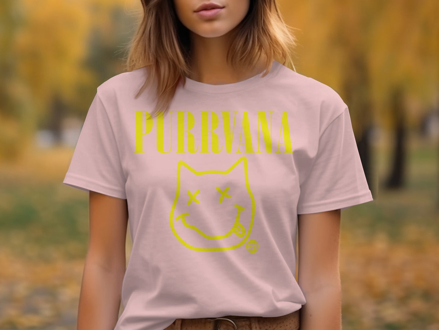 Purrvana Graphic Tee with Cat Face Design T-shirt product