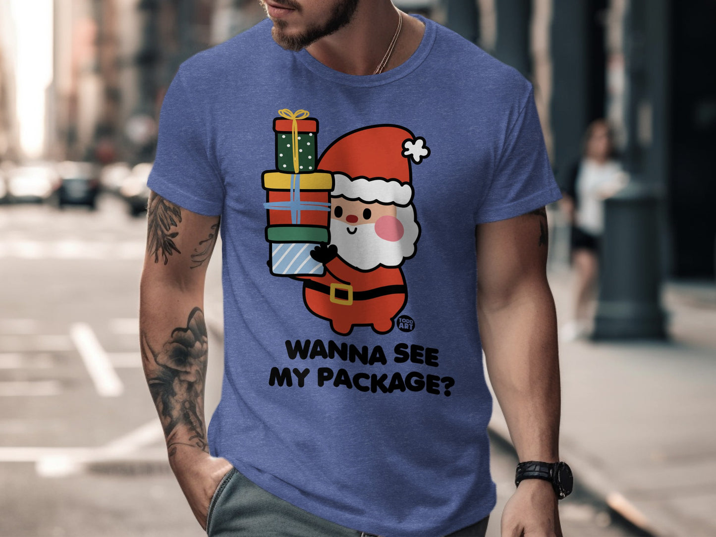 Funny Santa Holding Gifts Graphic T-shirt product