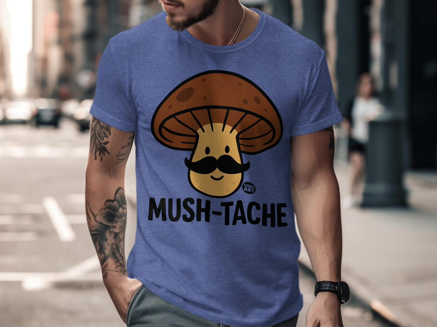 Funny Mush-Tache Mushroom Graphic Tee Shirt