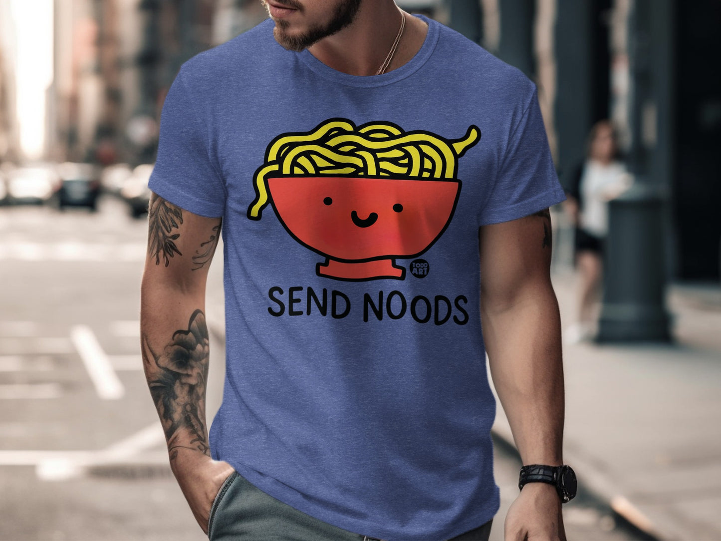Humorous Send Noods Graphic Short-Sleeve T-Shirt