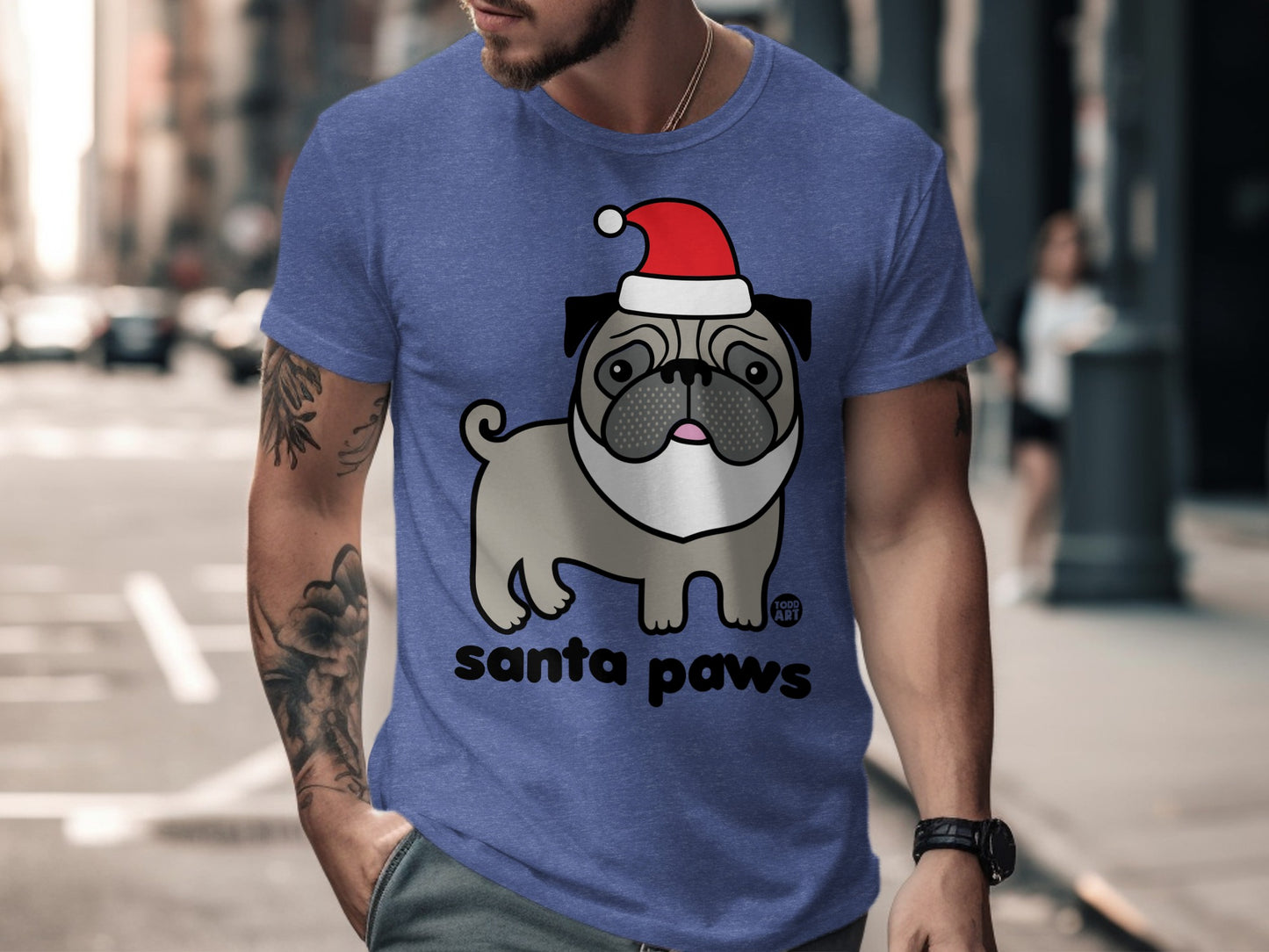 Santa Paws Pug Dog Holiday T-Shirt Christmas product