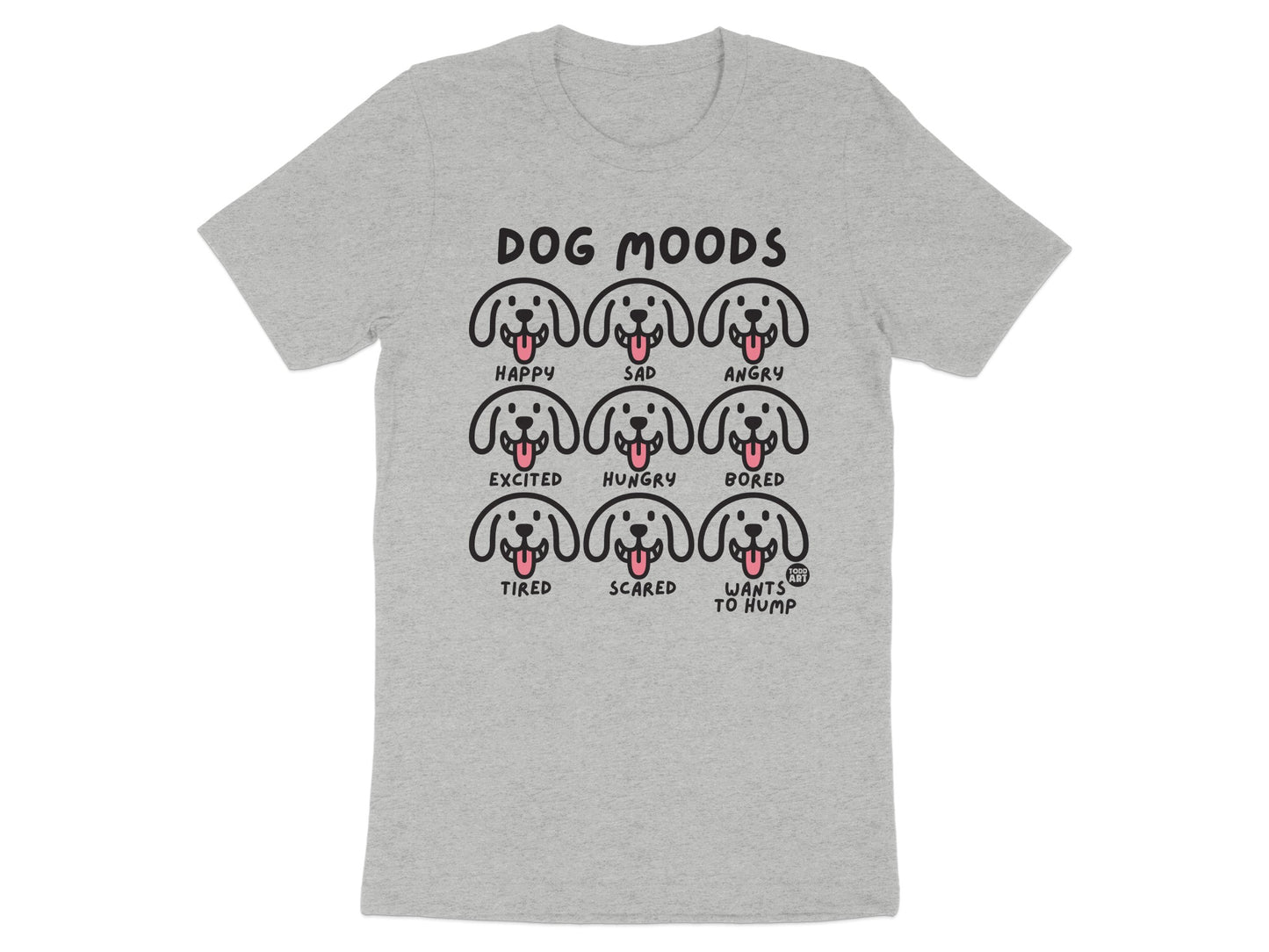 Dog Moods Graphic Grey T Shirt Product Type