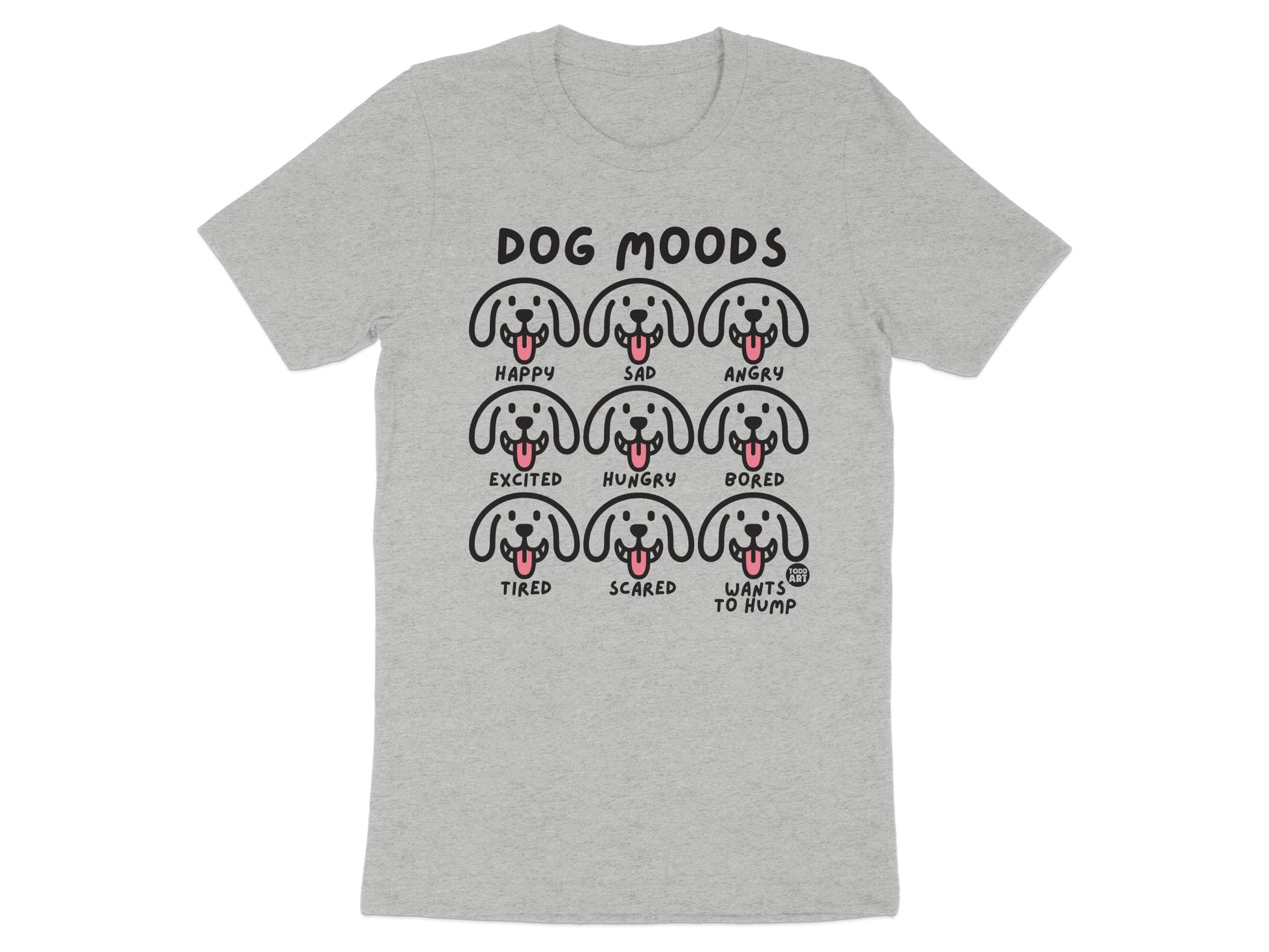 Dog Moods Graphic Grey T Shirt Product Type