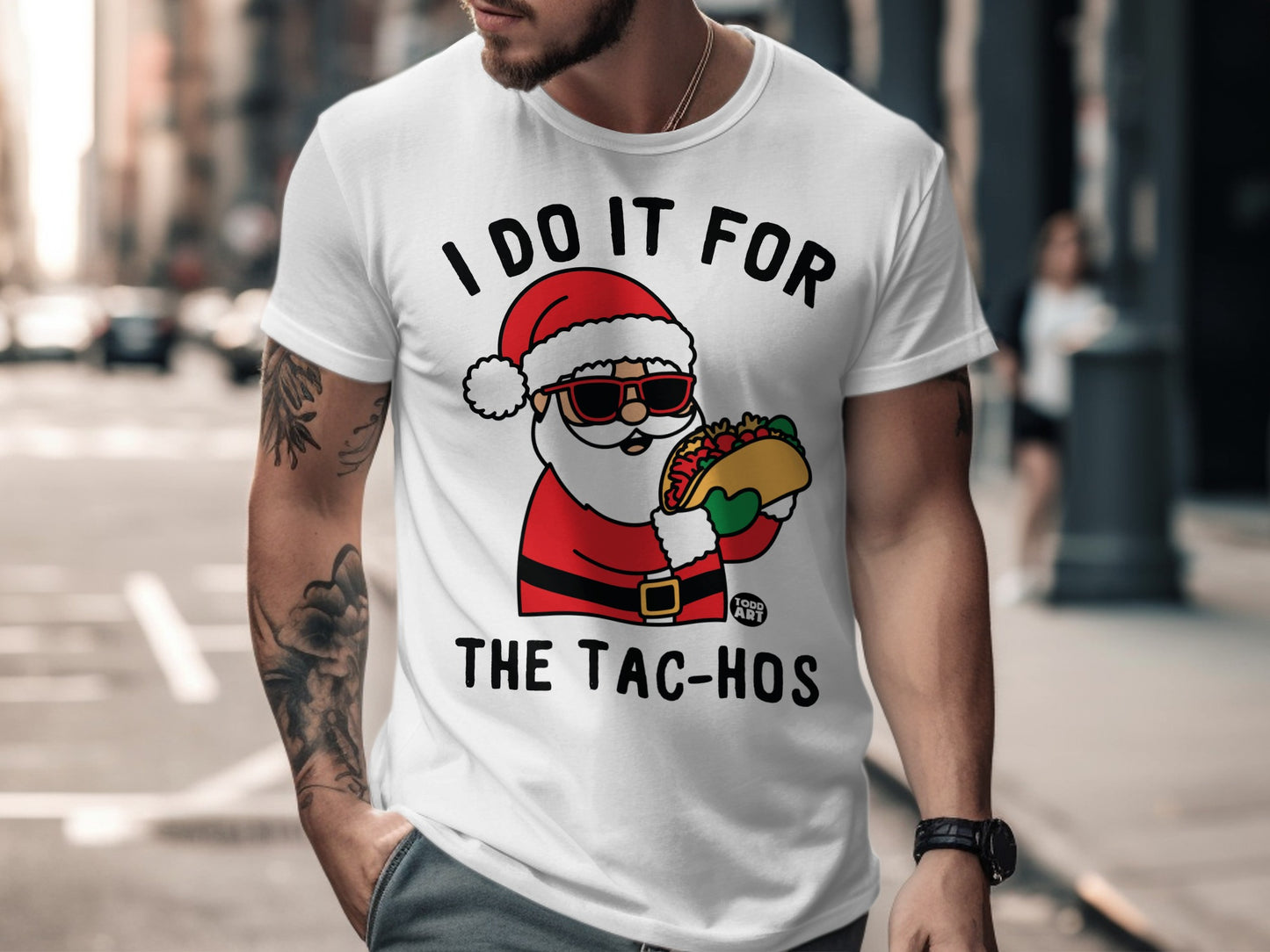 Santa Eating Tacos I Do It For The Tac-Hos T-shirt