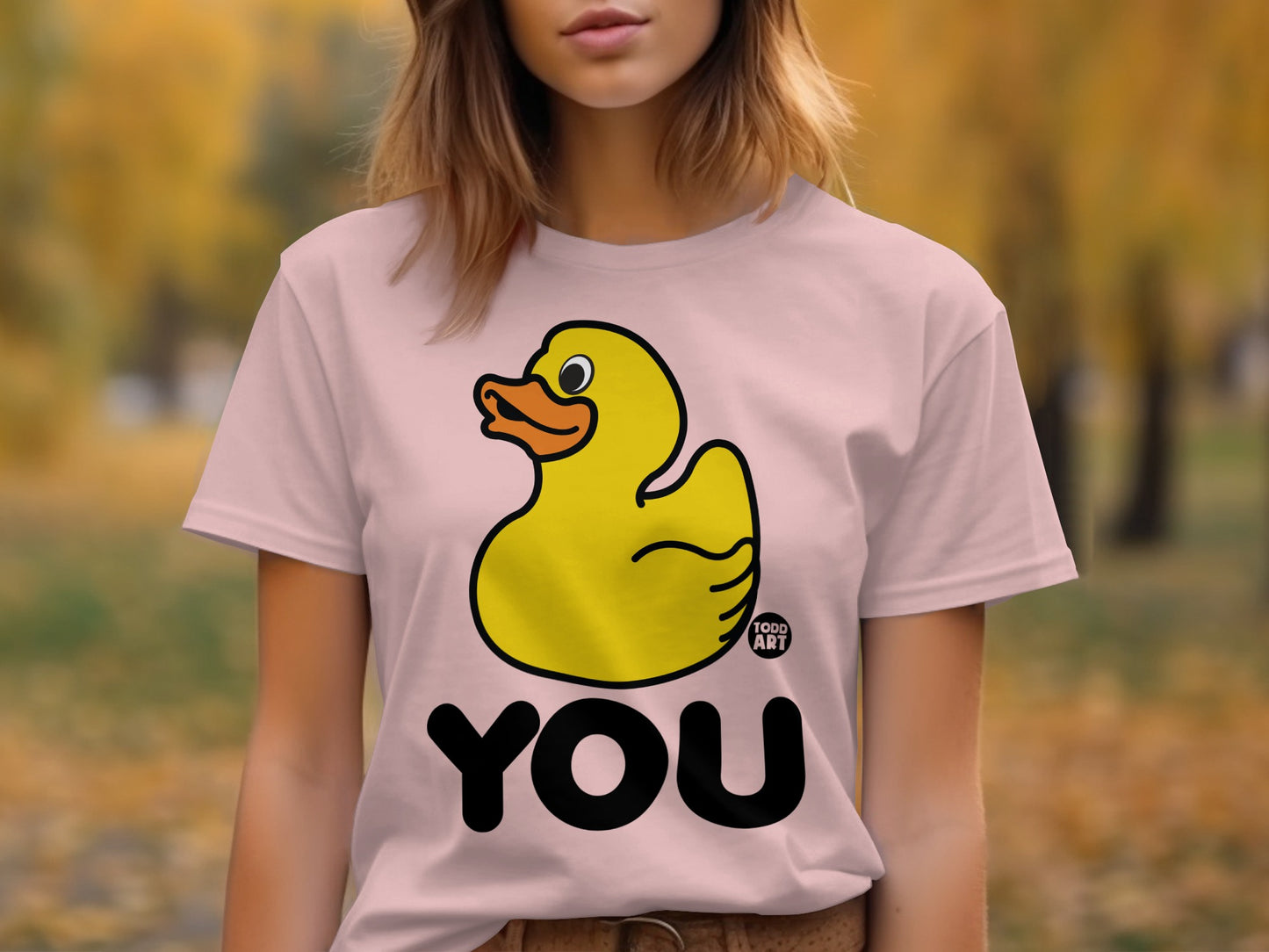 Cute Yellow Duck with You Text T-shirt product type