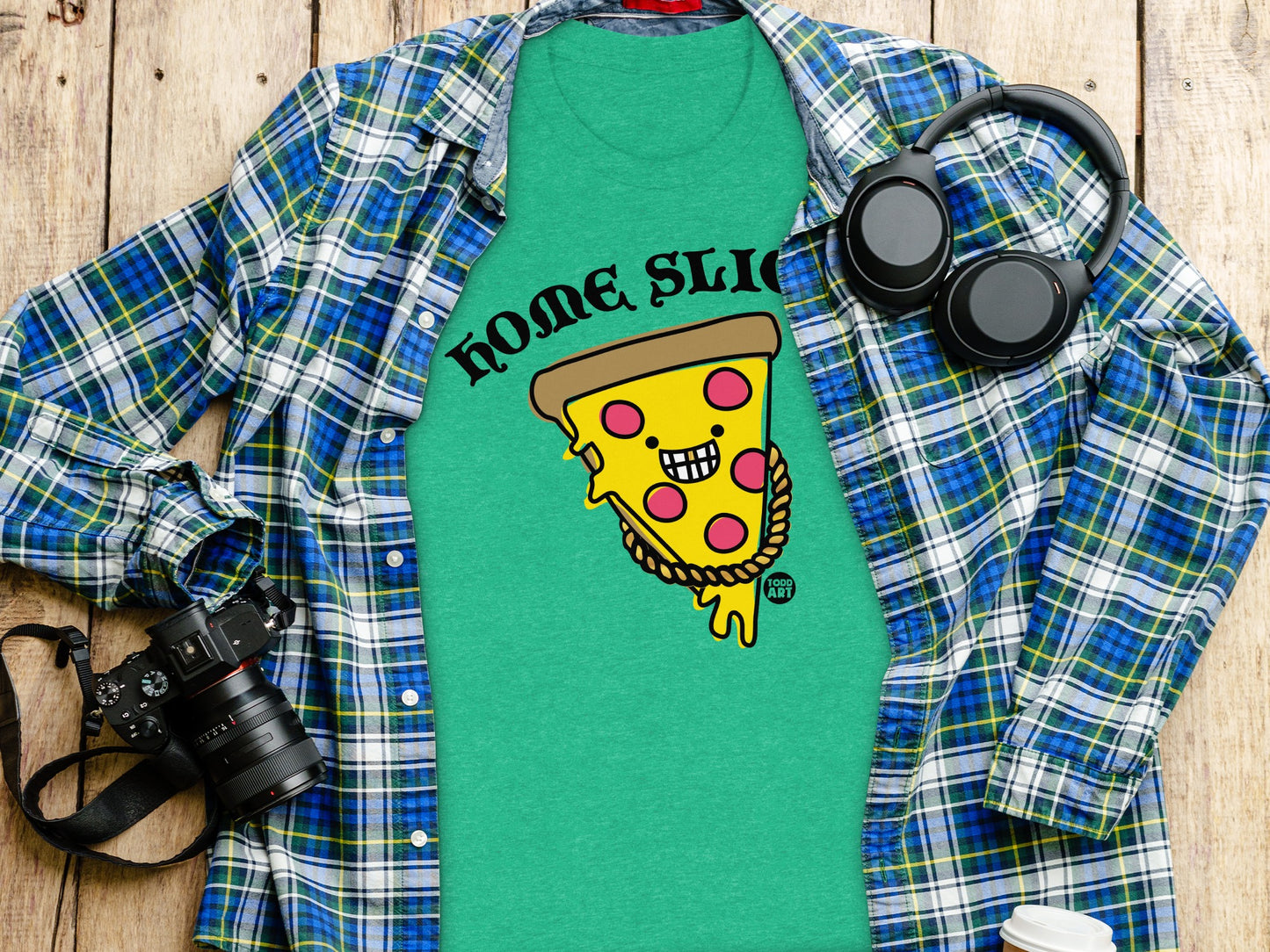 Home Slice Pizza Graphic Tee Shirt Fun and Casual Fashion