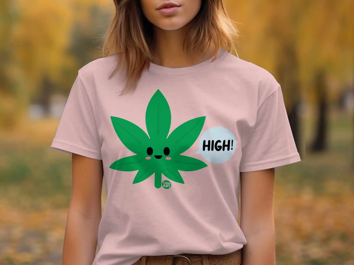 Cute High Leaf Graphic Tee Fun Statement Shirt
