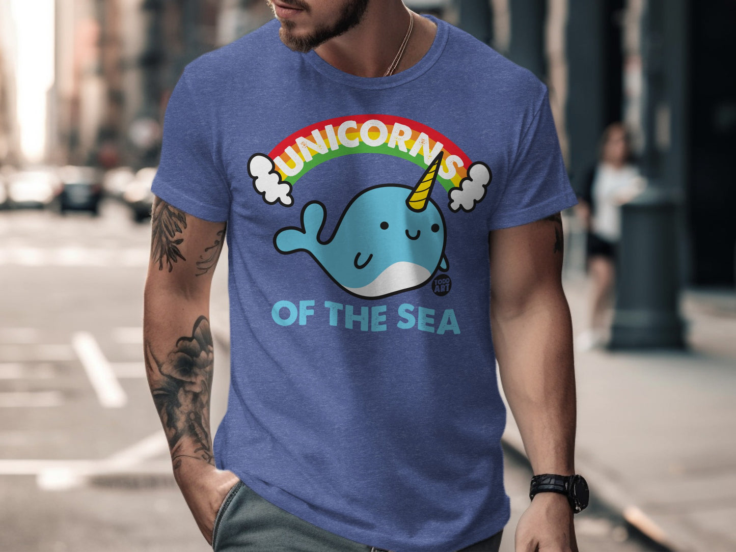 Narwhal Unicorns of the Sea Rainbow Graphic T-Shirt