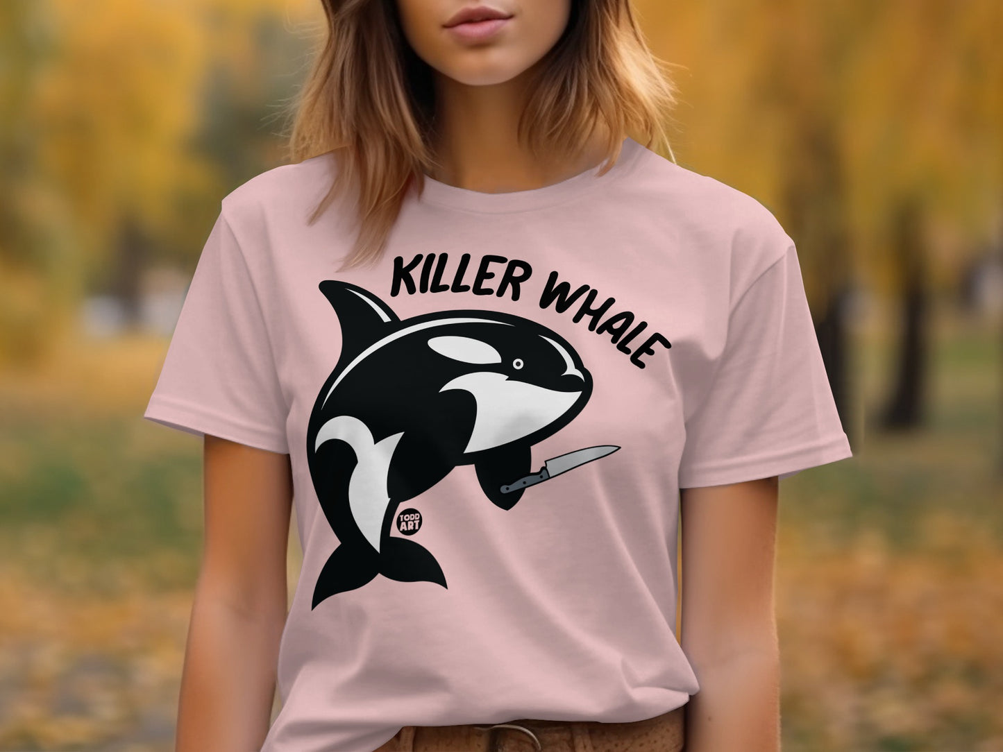 Killer Whale Graphic Tee Distressed Look Shirt