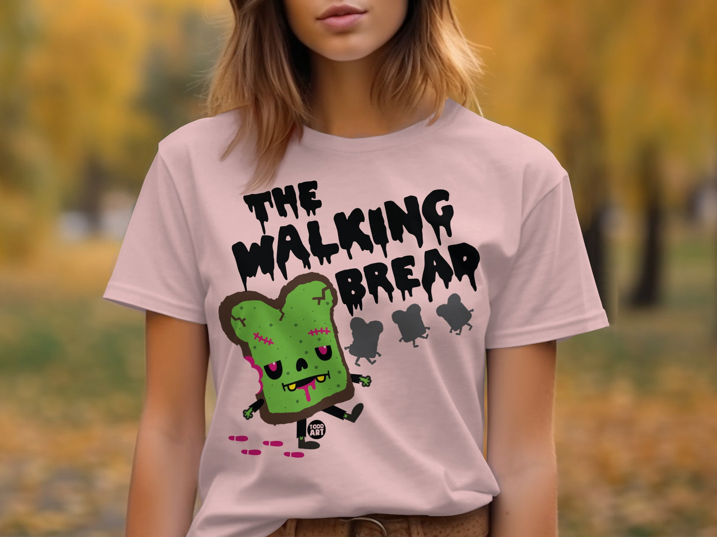 The Walking Bread Graphic Tee Halloween Humor Shirt