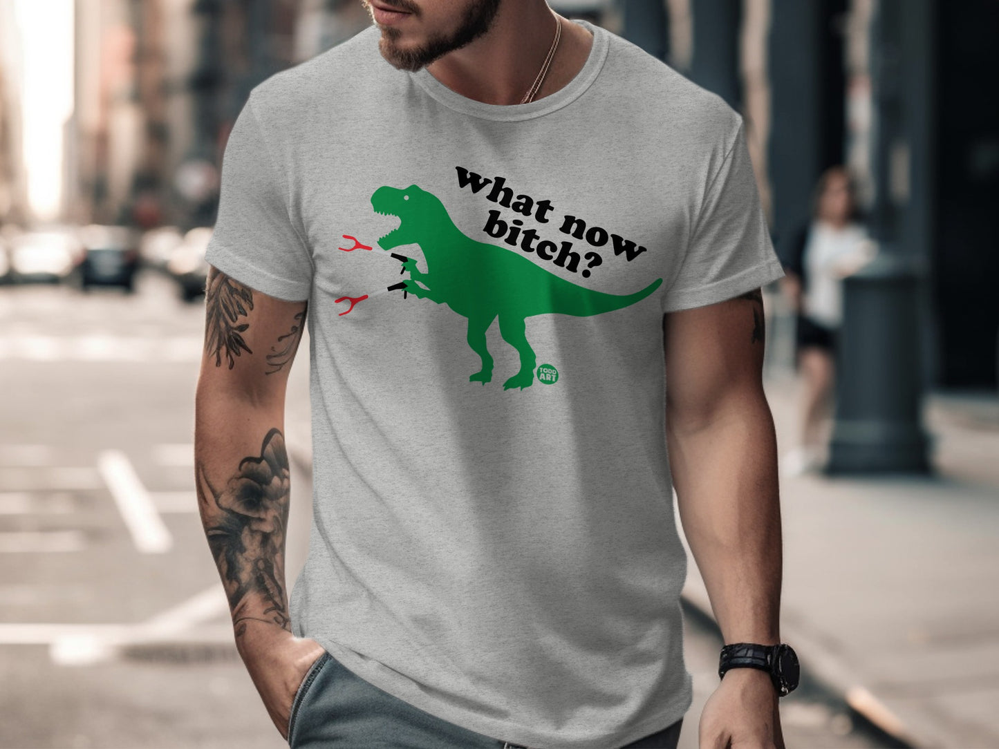 What now bitch dinosaur graphic novelty shirt