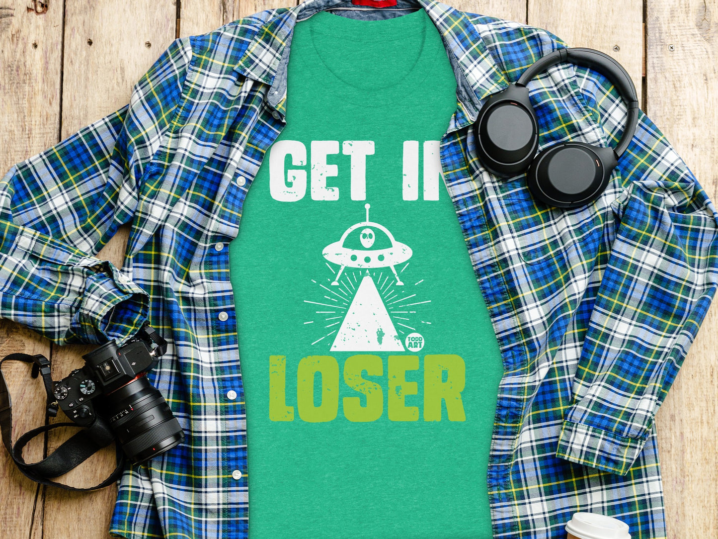 Get In Loser UFO Alien Graphic Tee shirt product type