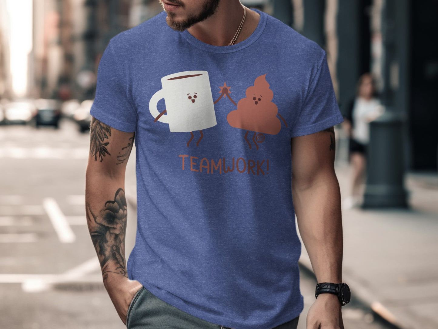 Funny Teamwork Coffee and Poop Graphic Tee