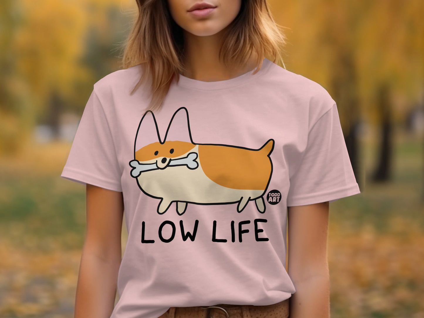 Cute Cartoon Corgi With Bone Low Life T-shirt product