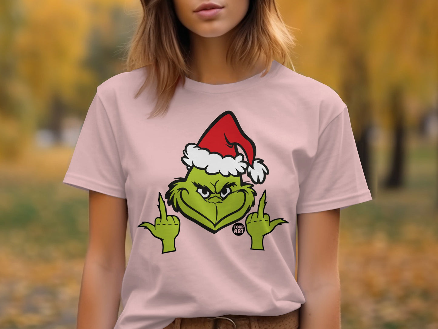 Funny Grinch Santa With Two Middle Fingers T-Shirt product