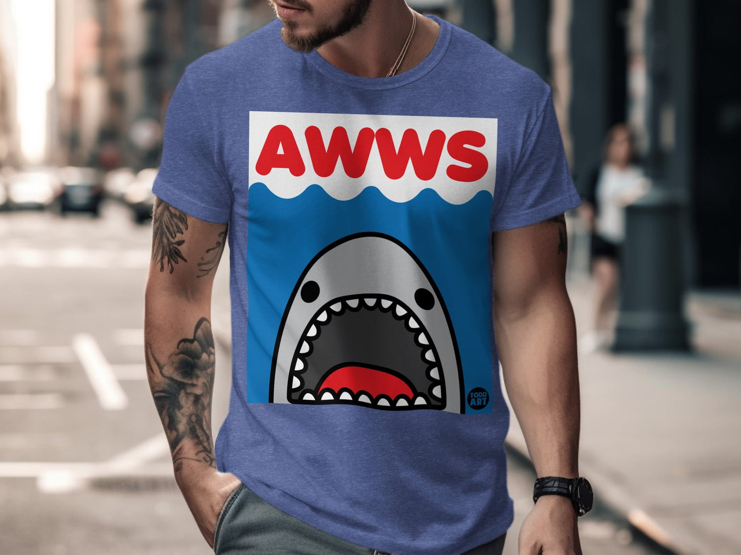 Fun Graphic AWWS Shark Design Tee shirt