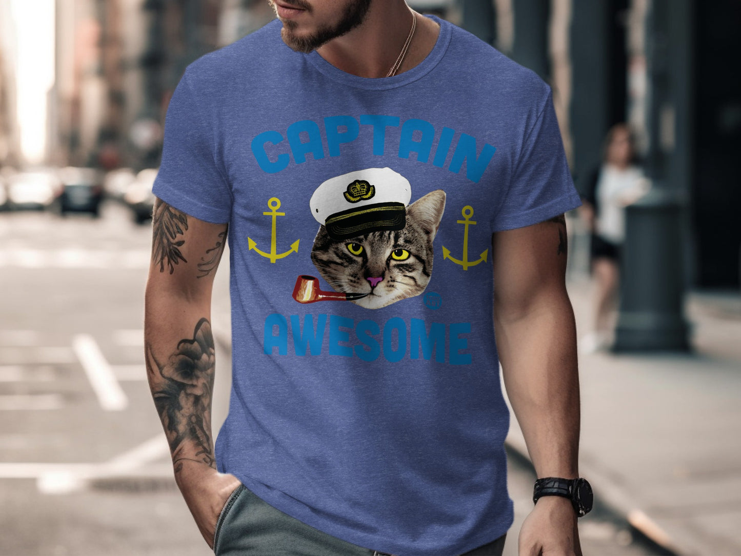 Captain Awesome Cat Sailor Graphic T-Shirt product type